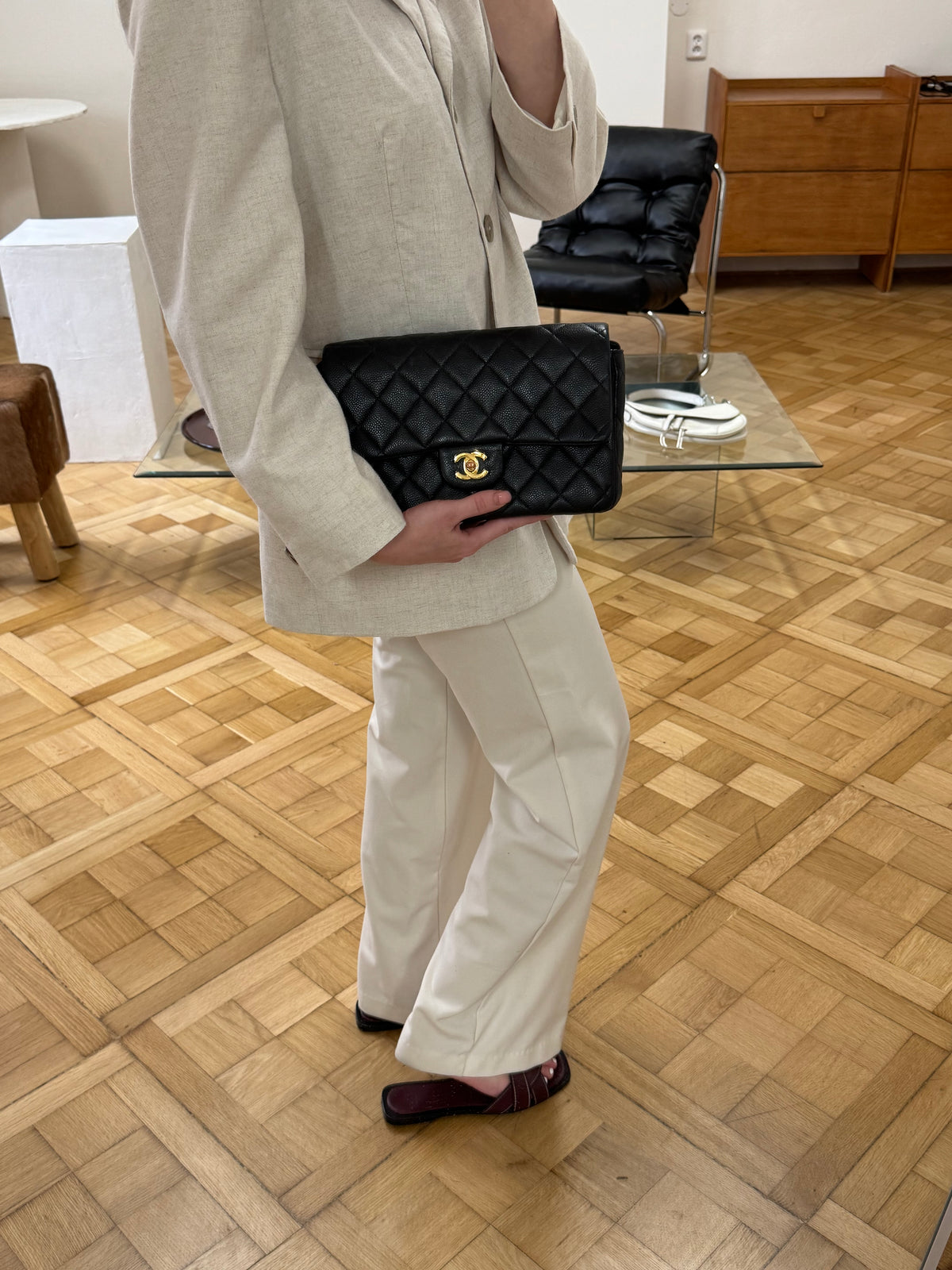 CHANEL CAVIAR SINGLE FLAP BAG