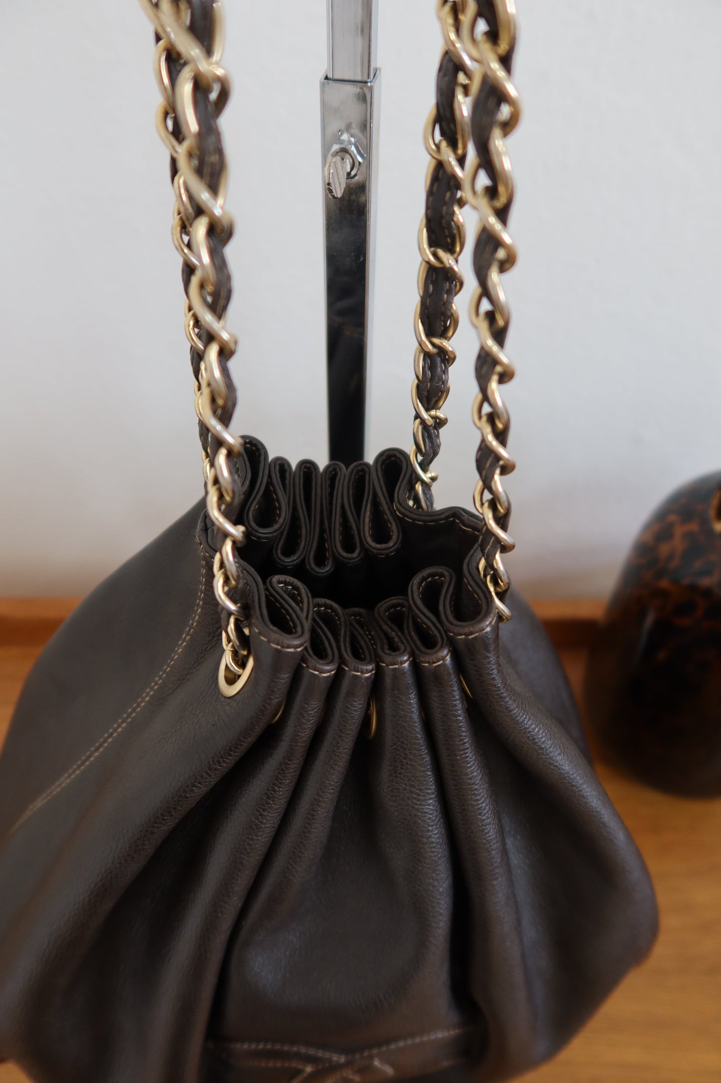 CHANEL DARK BROWN BUCKET BAG & POUCH