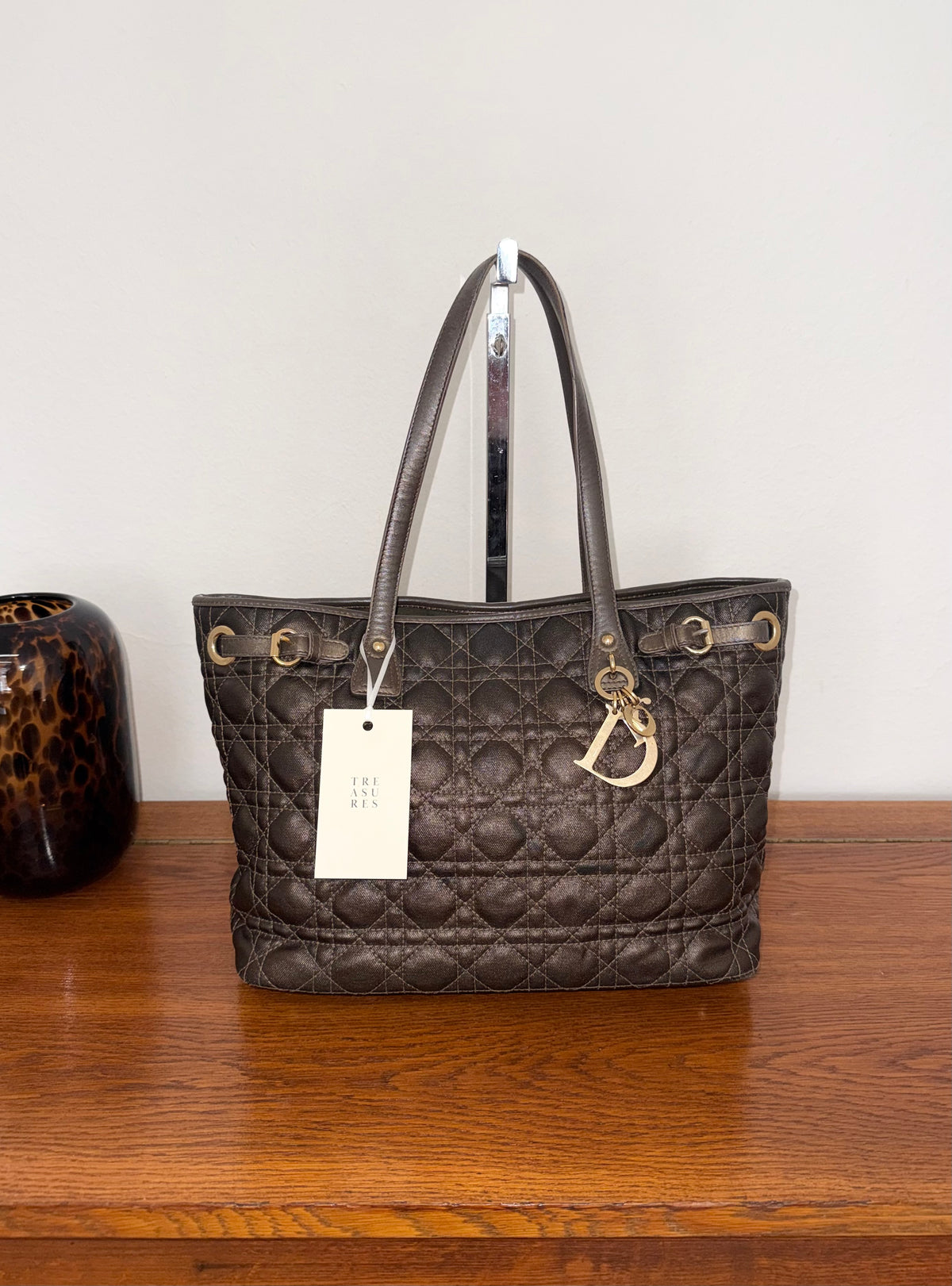 Dior Panarea tote in brown Cannage coated canvas with gold hardware, photo 11