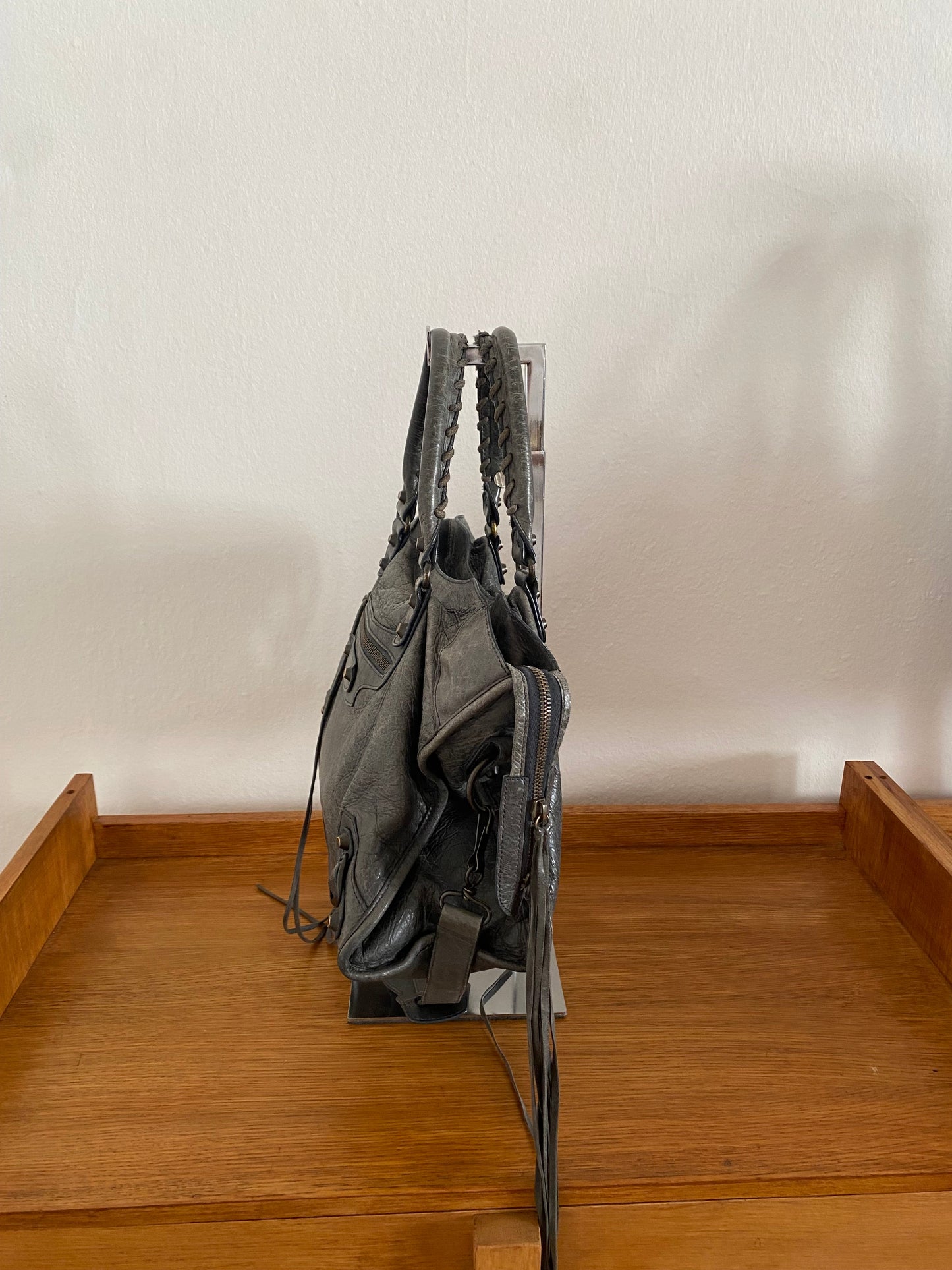 BALENCIAGA CITY BAG IN DARK GREY
