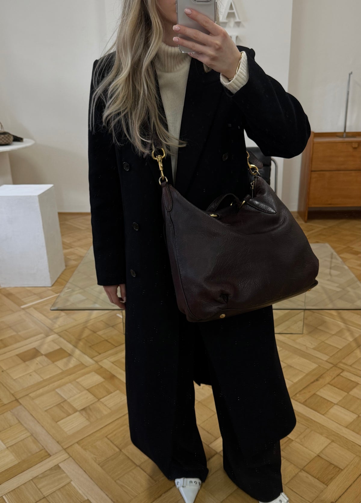 MIU MIU VITELLO SHOULDER BAG BROWN