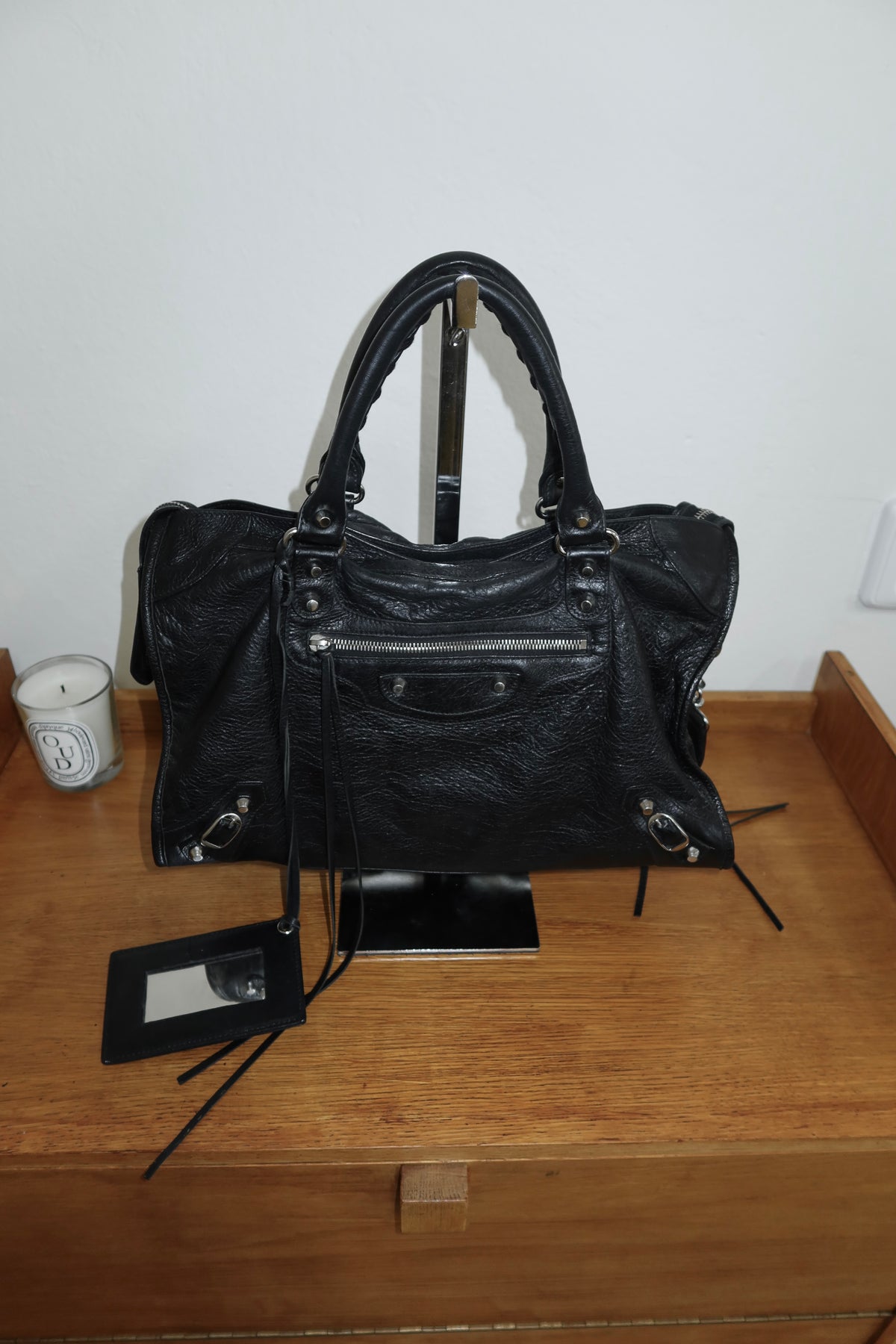 BALENCIAGA CITY BAG BLACK SILVER HW
