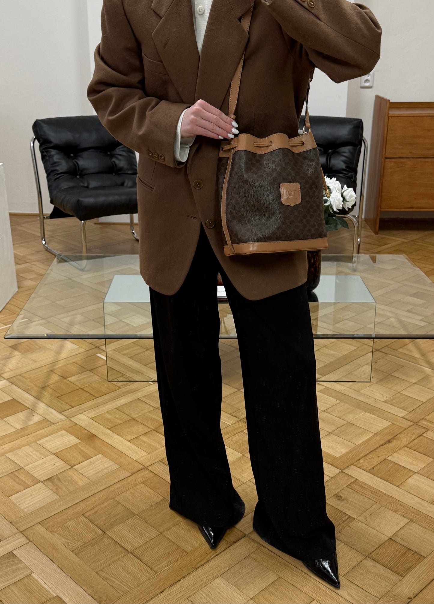 CELINE MACADAM BUCKET BAG & POUCH