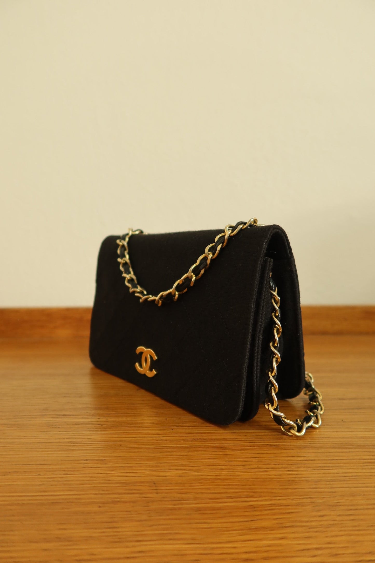 CHANEL BLACK WOC WALLET ON CHAIN