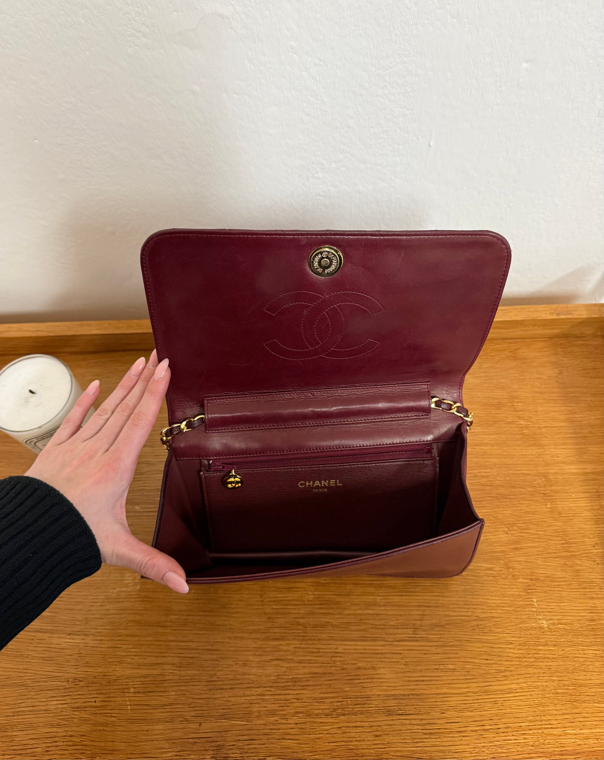 CHANEL FULL FLAP LAMBSKIN BURGUNDY