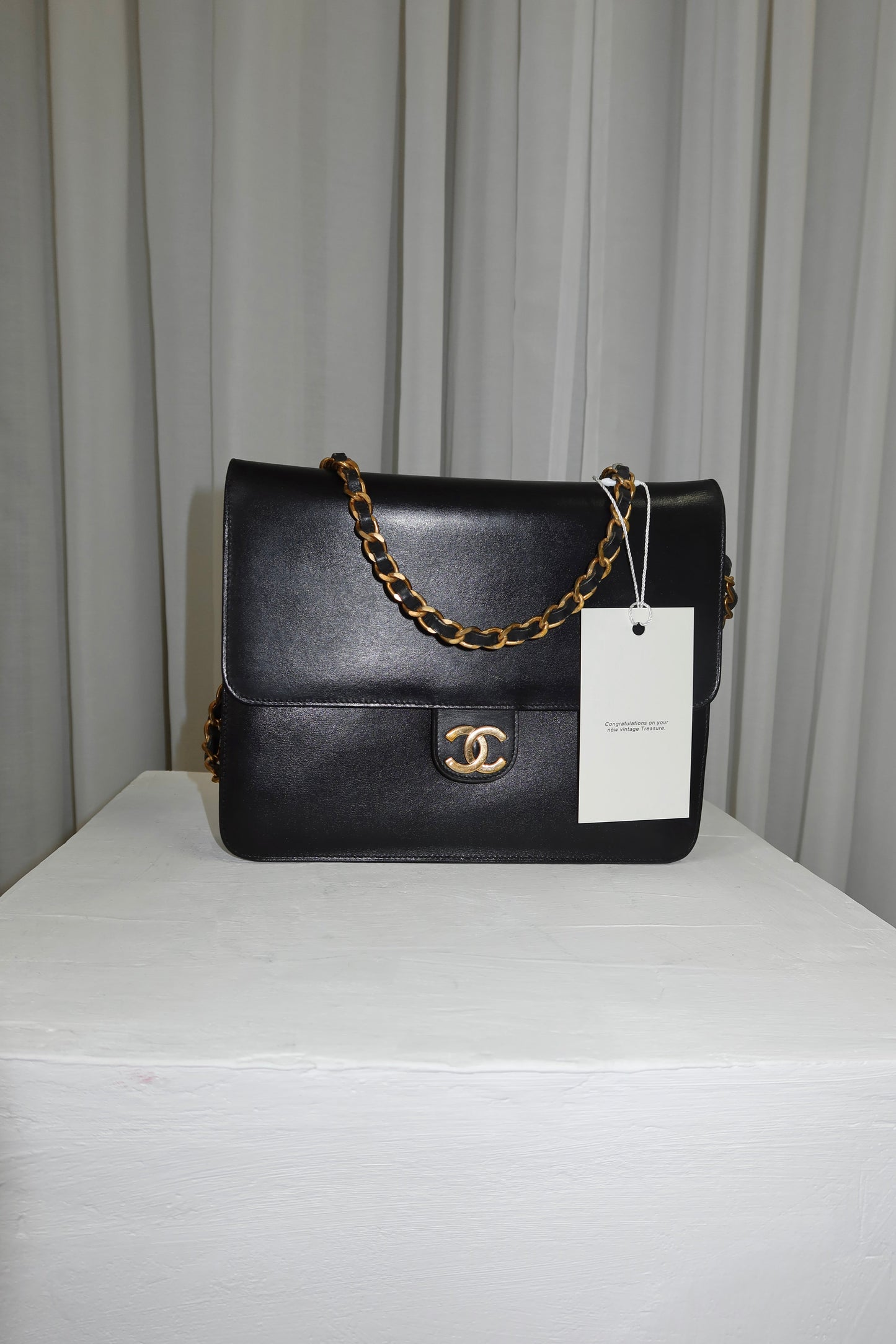 CHANEL BOX CALF SINGLE FLAP