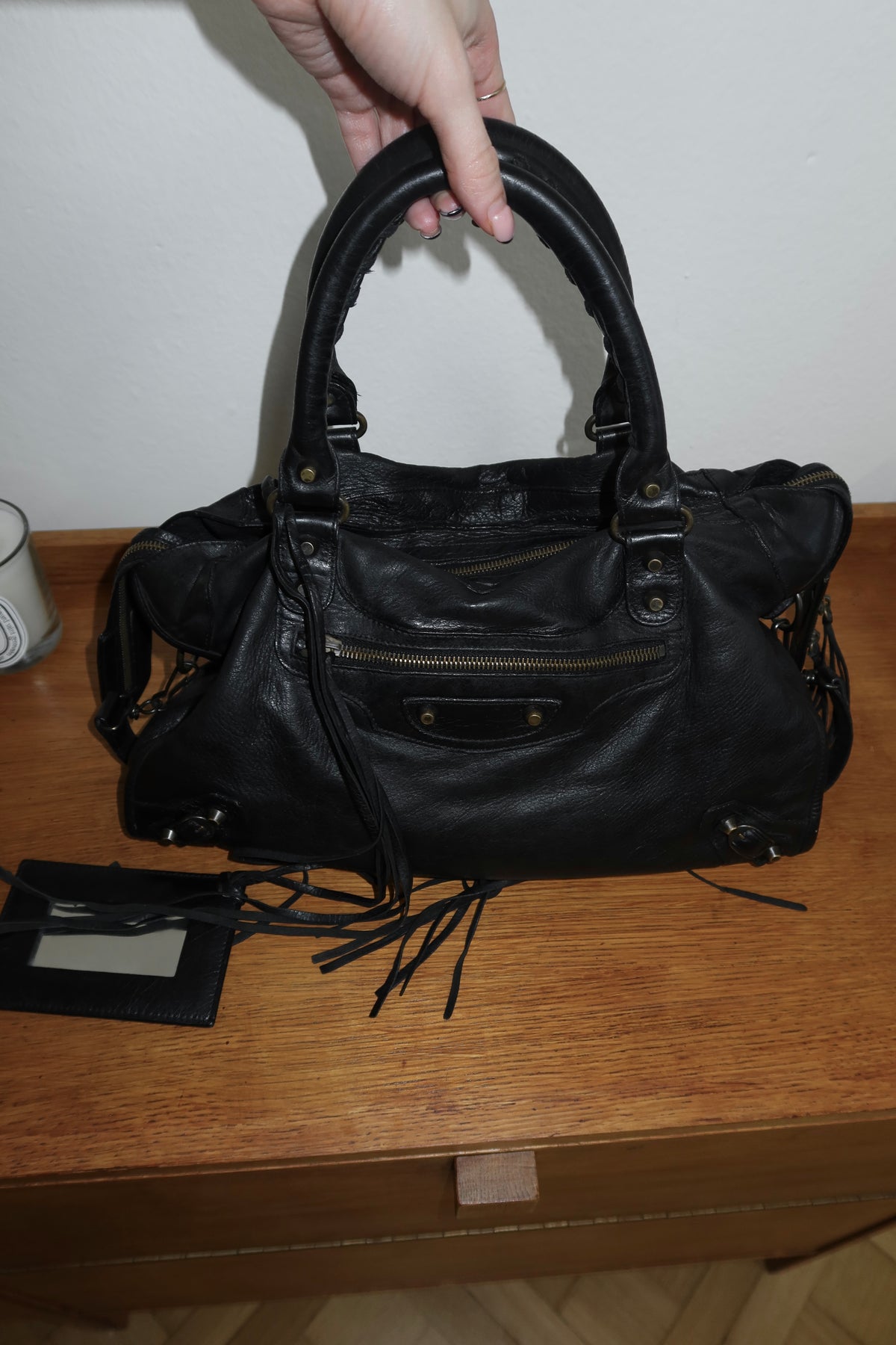 BALENCIAGA CITY BAG IN BLACK GOLD PATINA HW