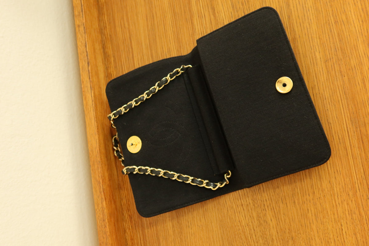 CHANEL BLACK WOC WALLET ON CHAIN