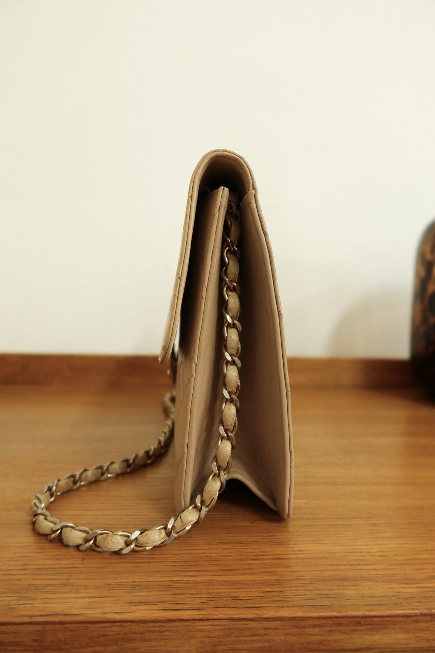 CHANEL MOCHA LAMBSKIN SINGLE FLAP BAG