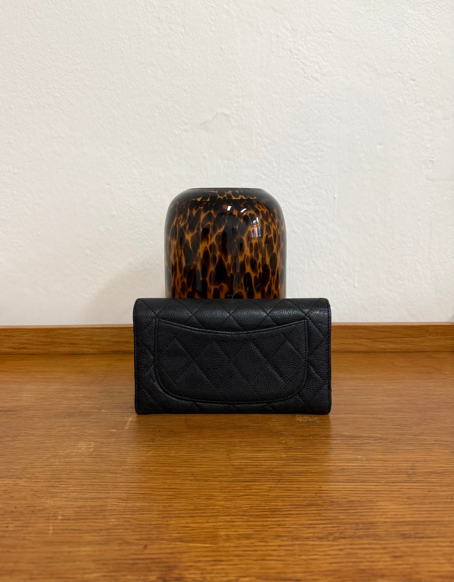 CHANEL CAVIAR LONG WALLET BLACK SERIES 16