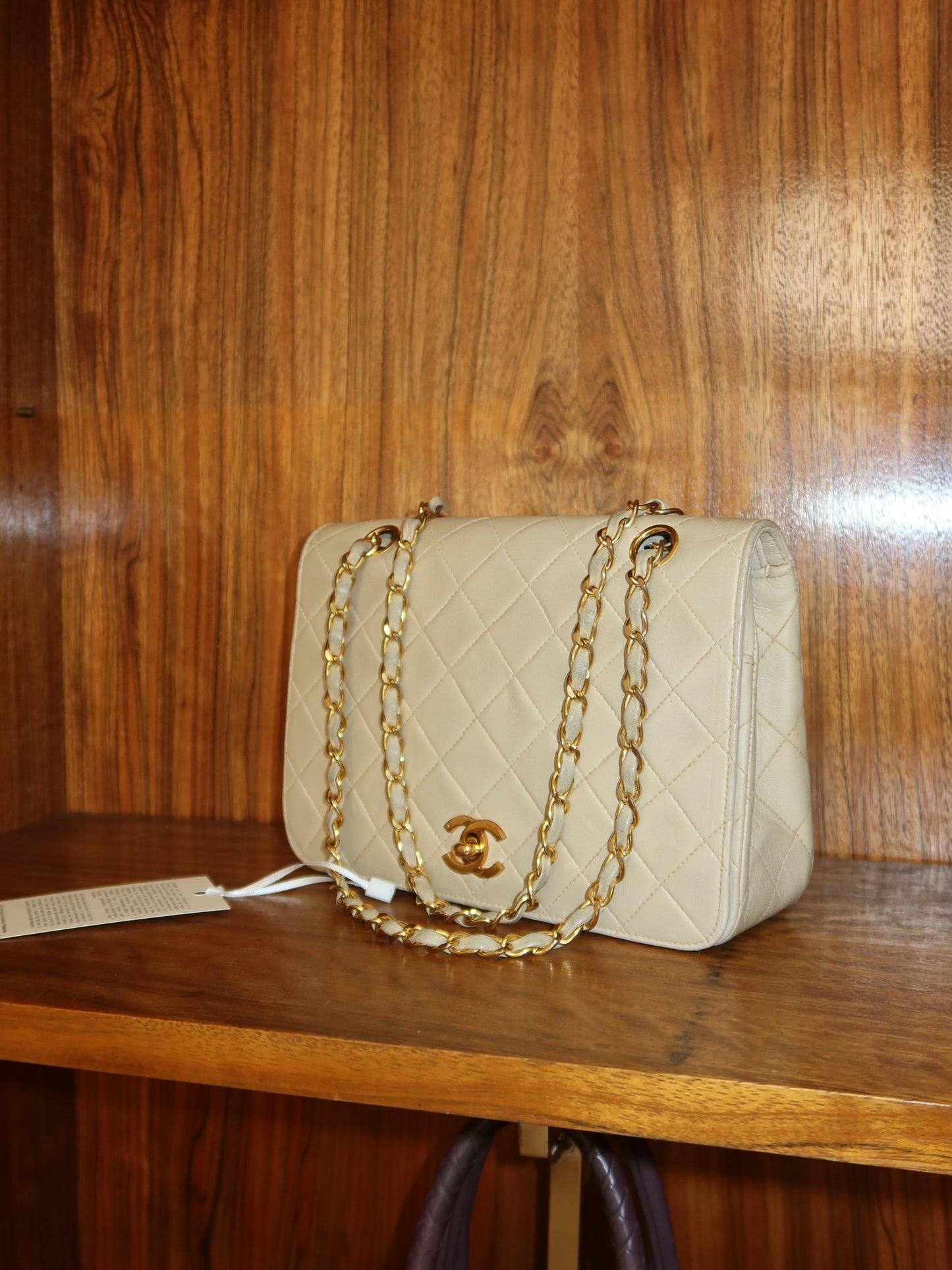 CHANEL FULL FLAP TWIST LOCK 24k GOLD BEIGE