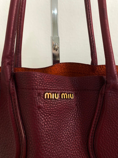 MIU MIU BURGUNDY TOTE BAG