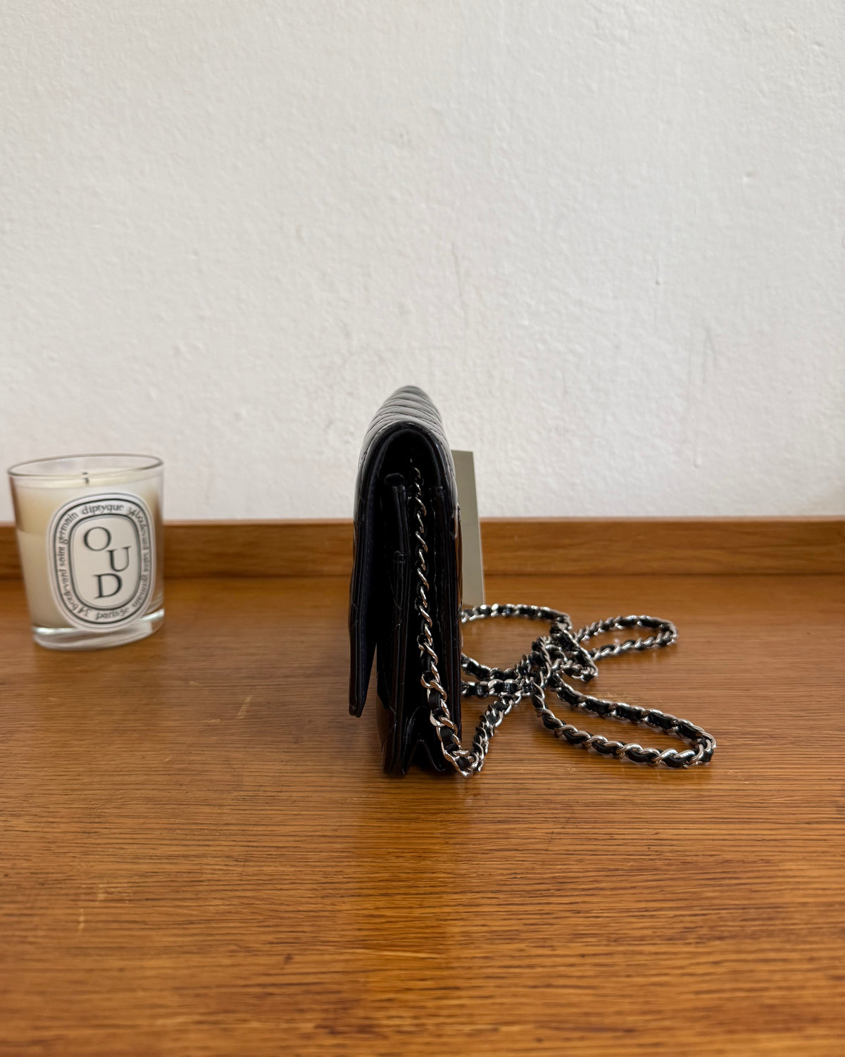 CHANEL PATENT LEATHER WOC BLACK
