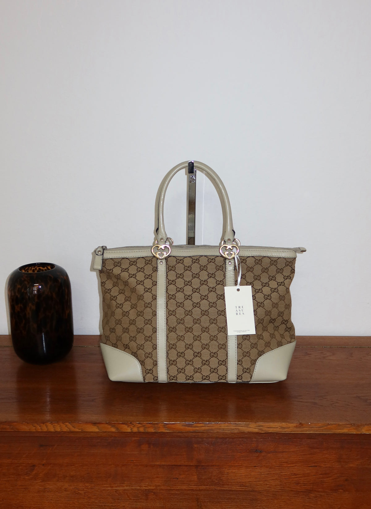 Gucci Heart GG Monogram Shopper Tote Bag