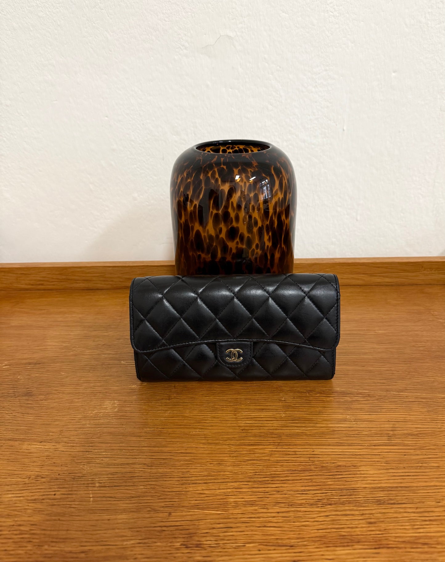 CHANEL LONG WALLET LAMBSKIN BLACK SERIES 24