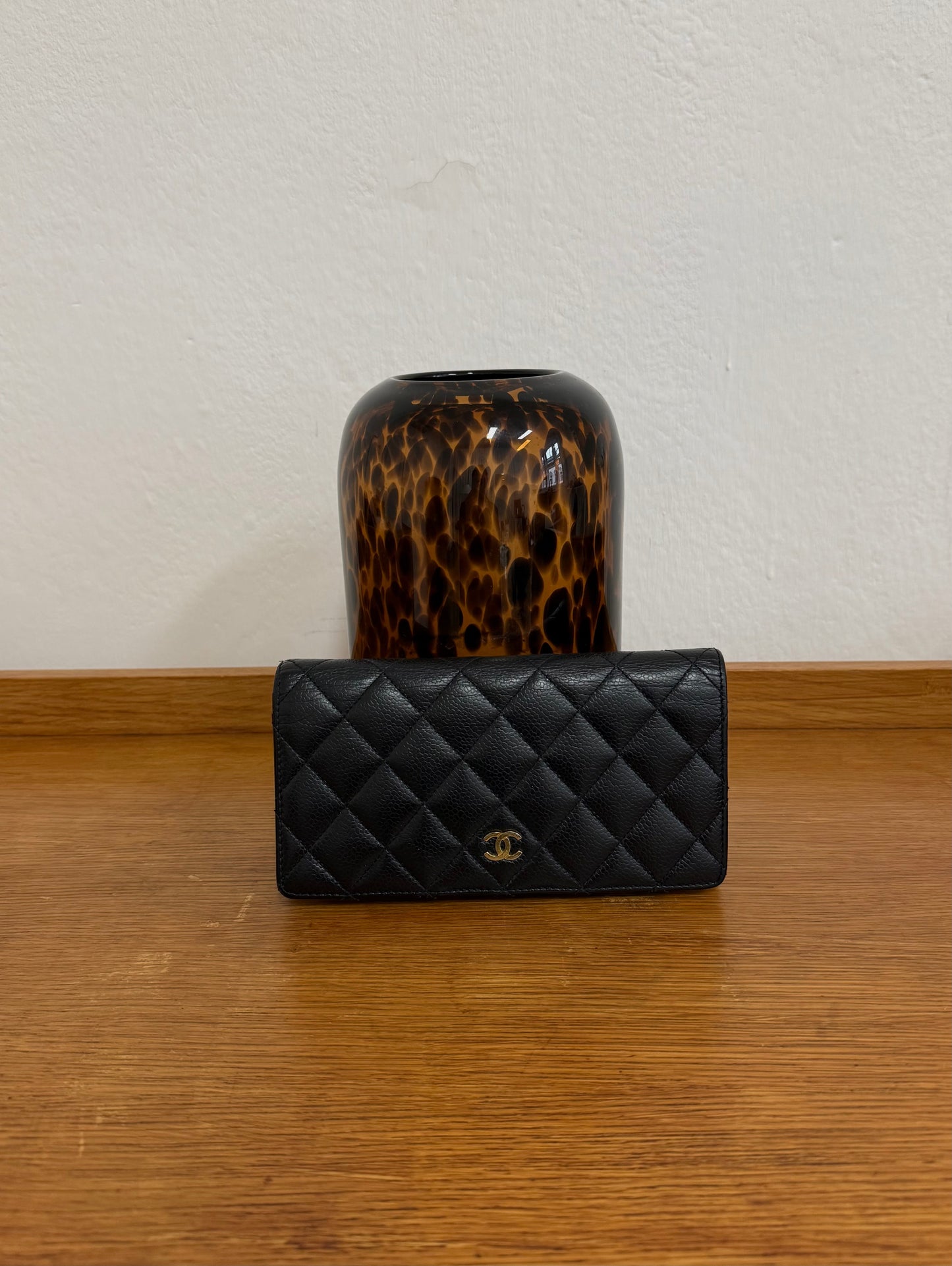 CHANEL CAVIAR LONG WALLET BLACK SERIES 21
