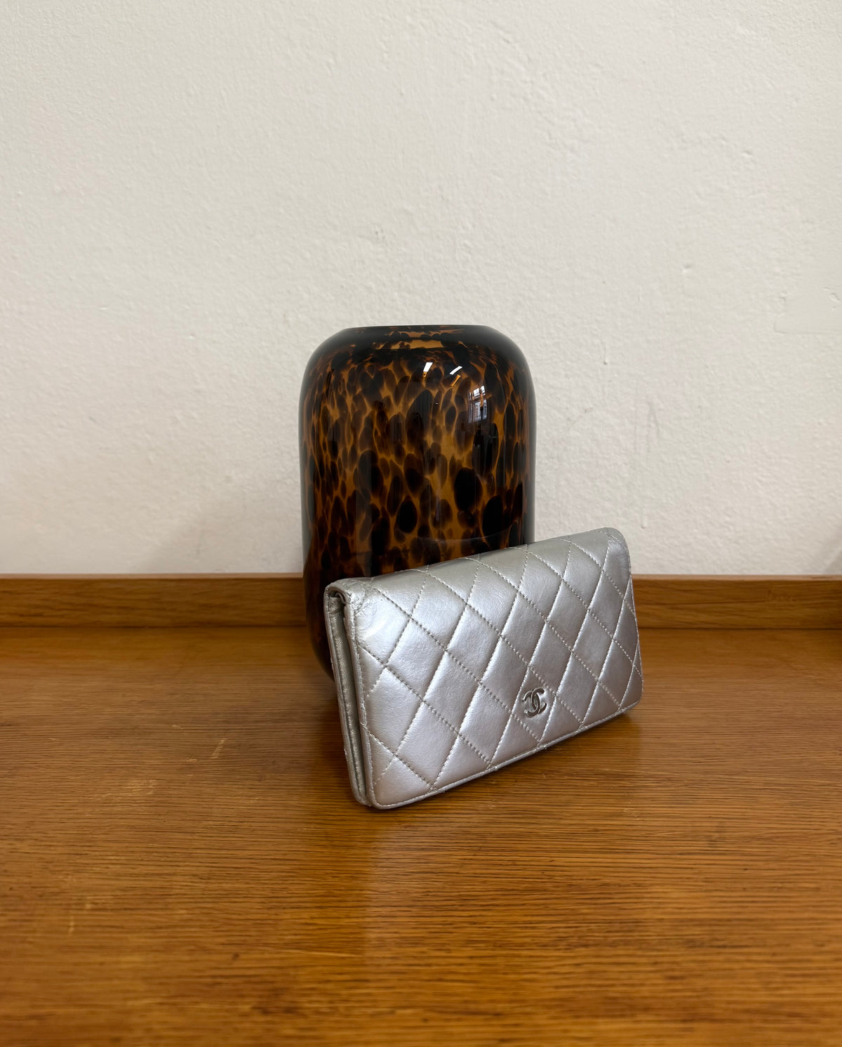 CHANEL WALLET QUILTED SILVER
