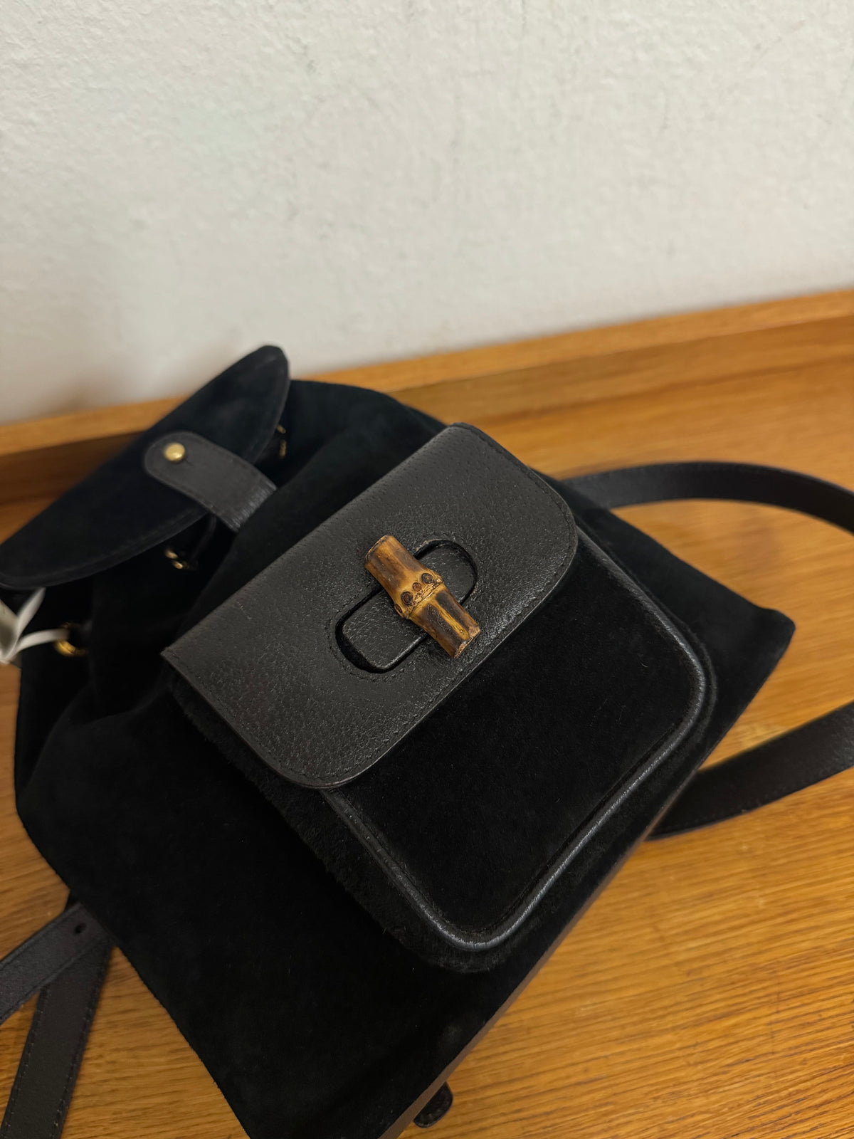 GUCCI SUEDE BAMBOO BACKAPACK