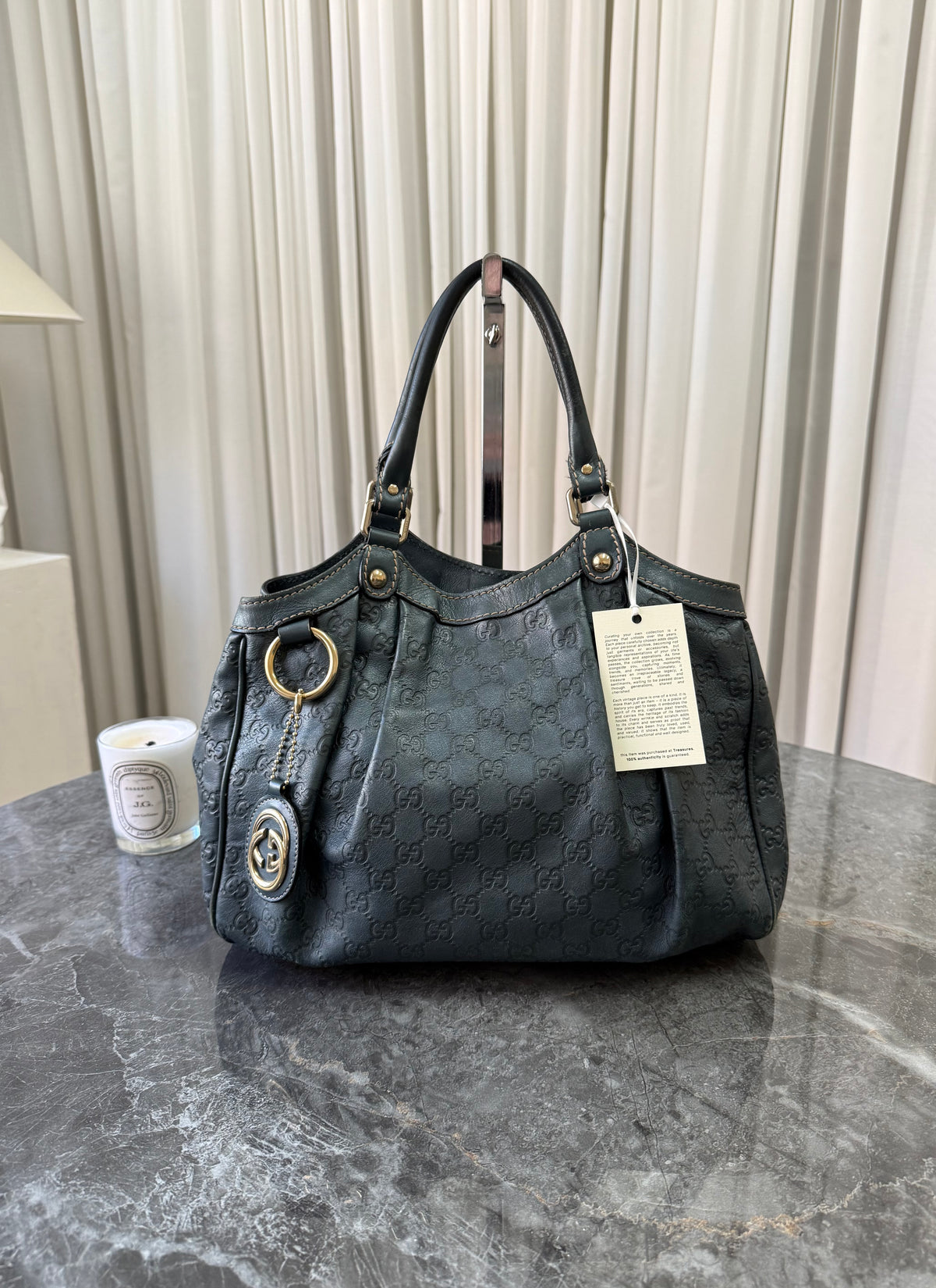 Gucci Sukey tote ze zelenošedé Guccissima kůže, foto 11