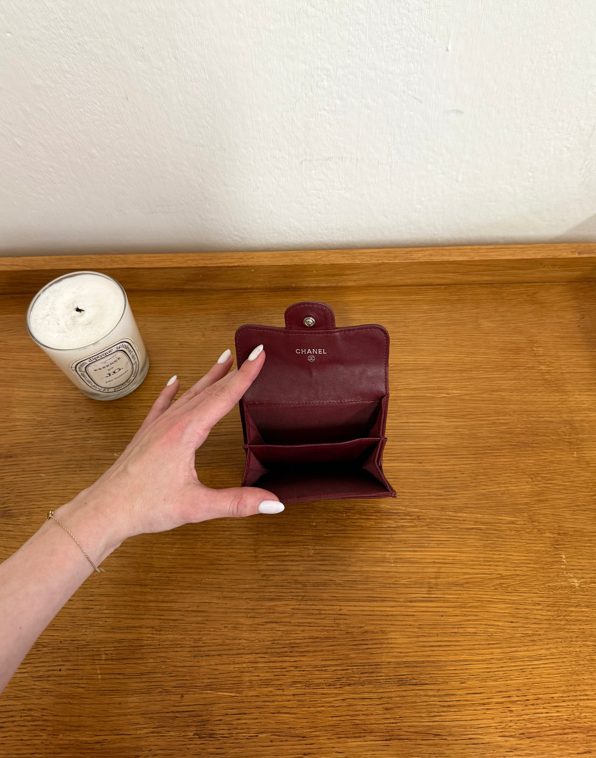 Chanel Matelassé mini peněženka z burgundy jehněčí kůže, foto 10
