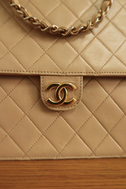 CHANEL MOCHA LAMBSKIN SINGLE FLAP BAG
