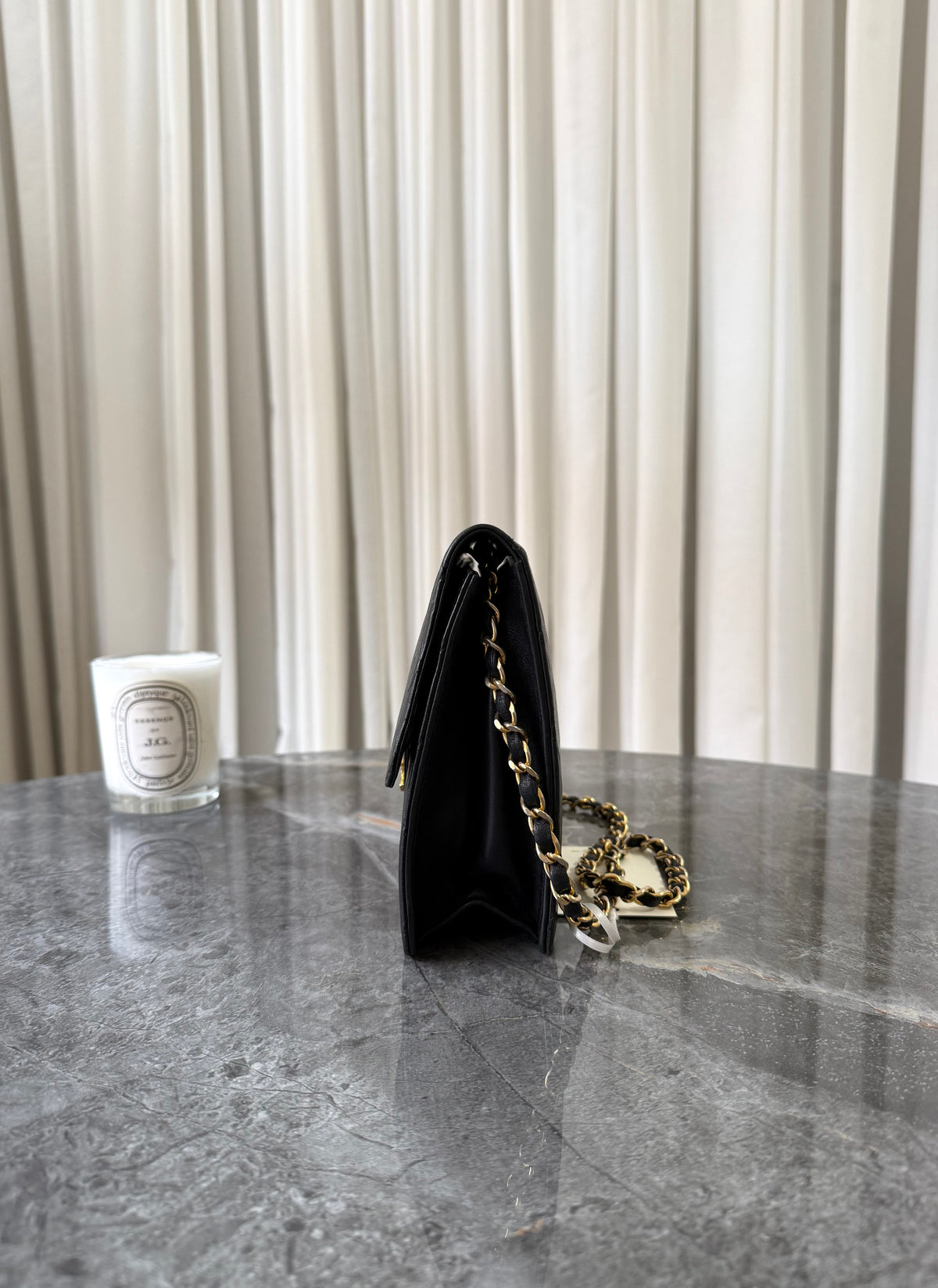 Chanel Classic Single Flap Bag Lambskin Black 24K Gold HW