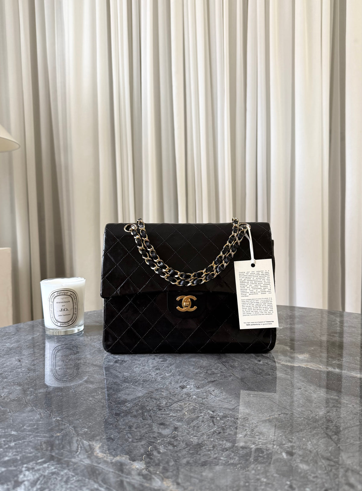 Chanel Classic Double Flap Bag Black Medium Tall 24K Gold HW