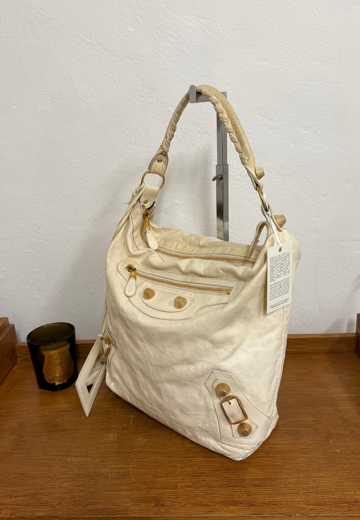 Vintage Balenciaga Day hobo bag ve světle žluté barvě, foto 7