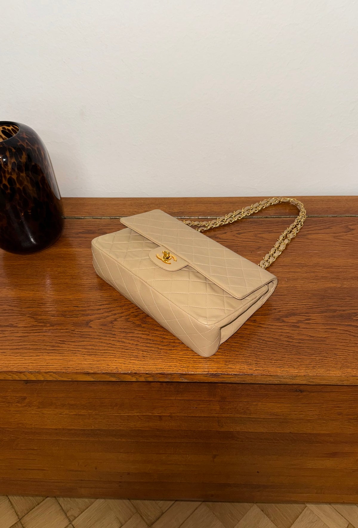 Chanel Classic Double Flap Bag Medium Beige 24K Gold HW