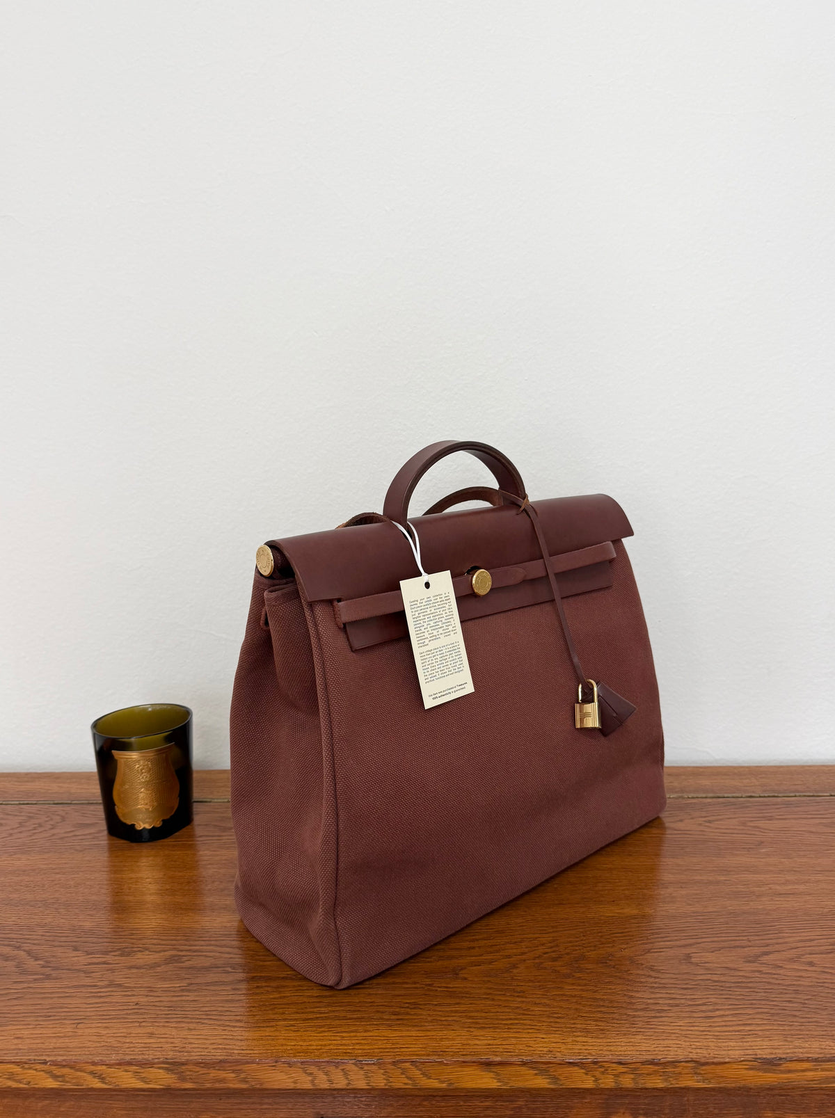 Hermès Herbag Handbag Burgundy Canvas & Leather