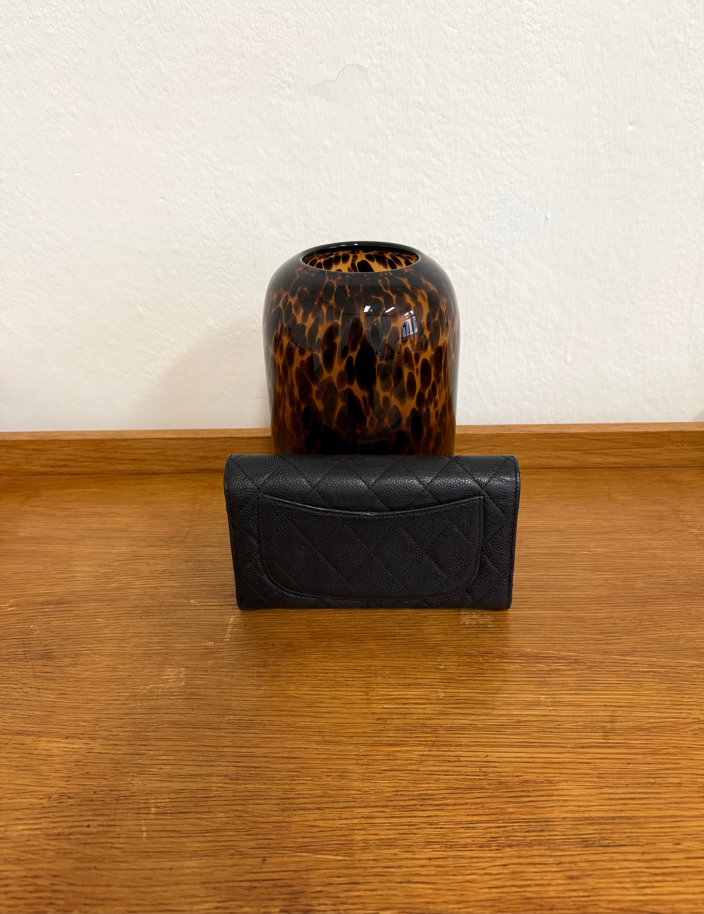 CHANEL CAVIAR LONG WALLET BLACK SERIES 16
