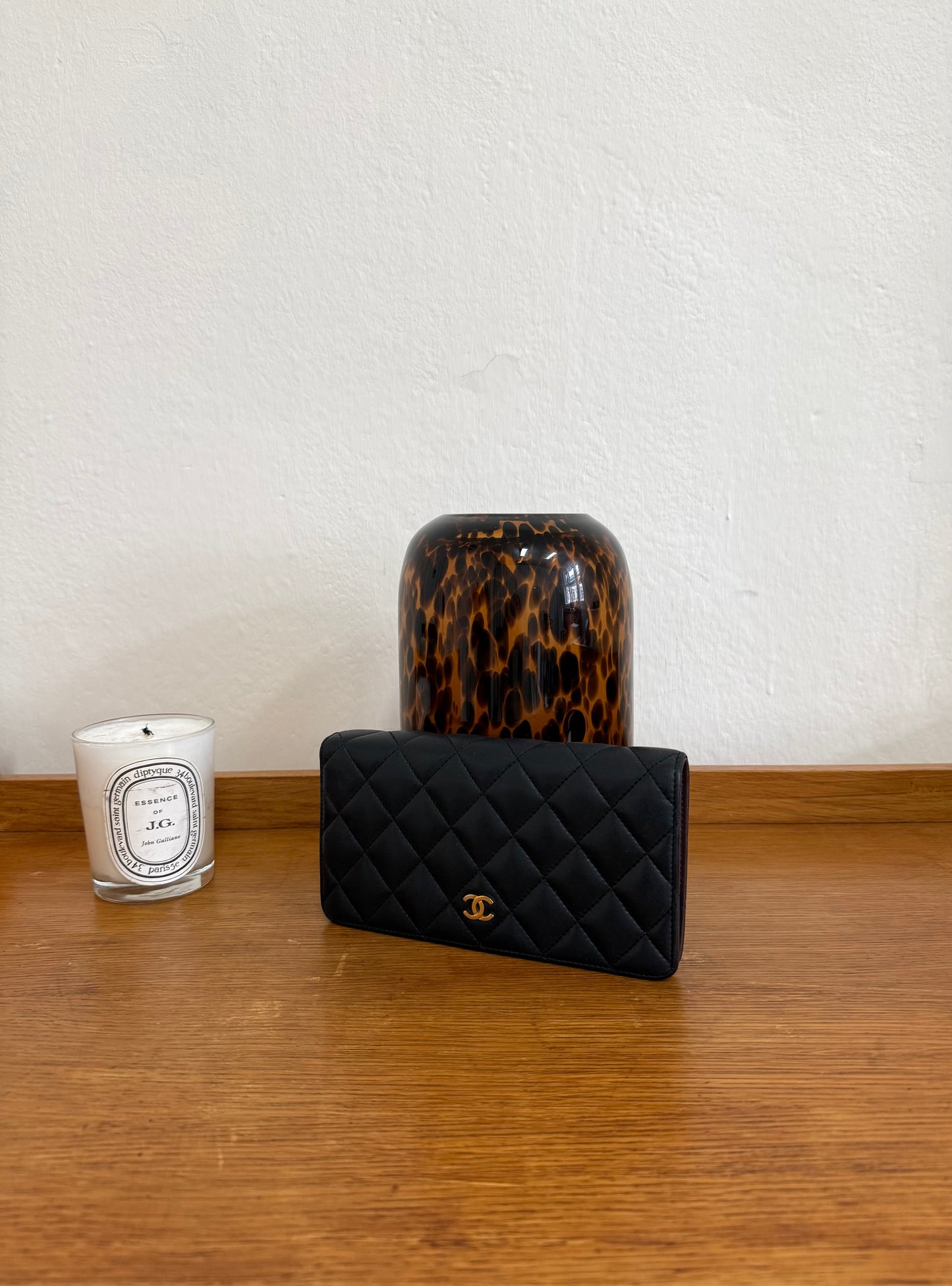 SERIES 21 CHANEL LAMBSKIN LONG WALLET BLACK GOLD
