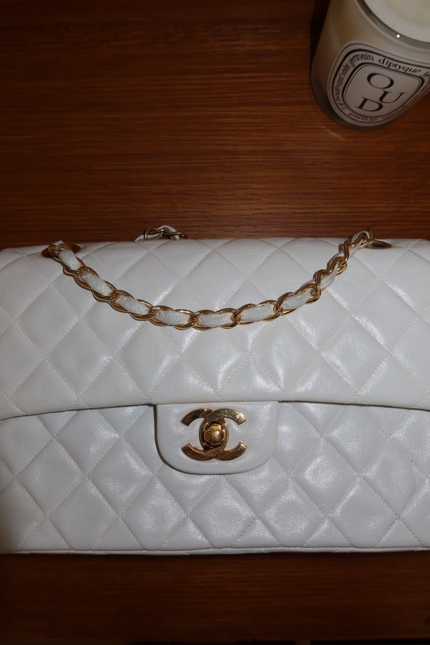 CHANEL DOUBLE FLAP BAG SMALL IN WHITE