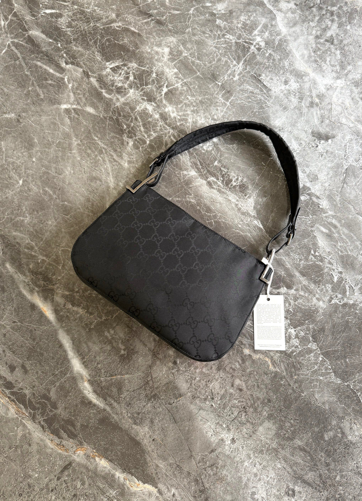 Gucci hobo bag in black GG canvas with silver hardware, photo 9