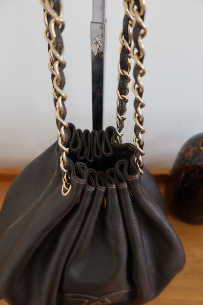 CHANEL DARK BROWN BUCKET BAG & POUCH