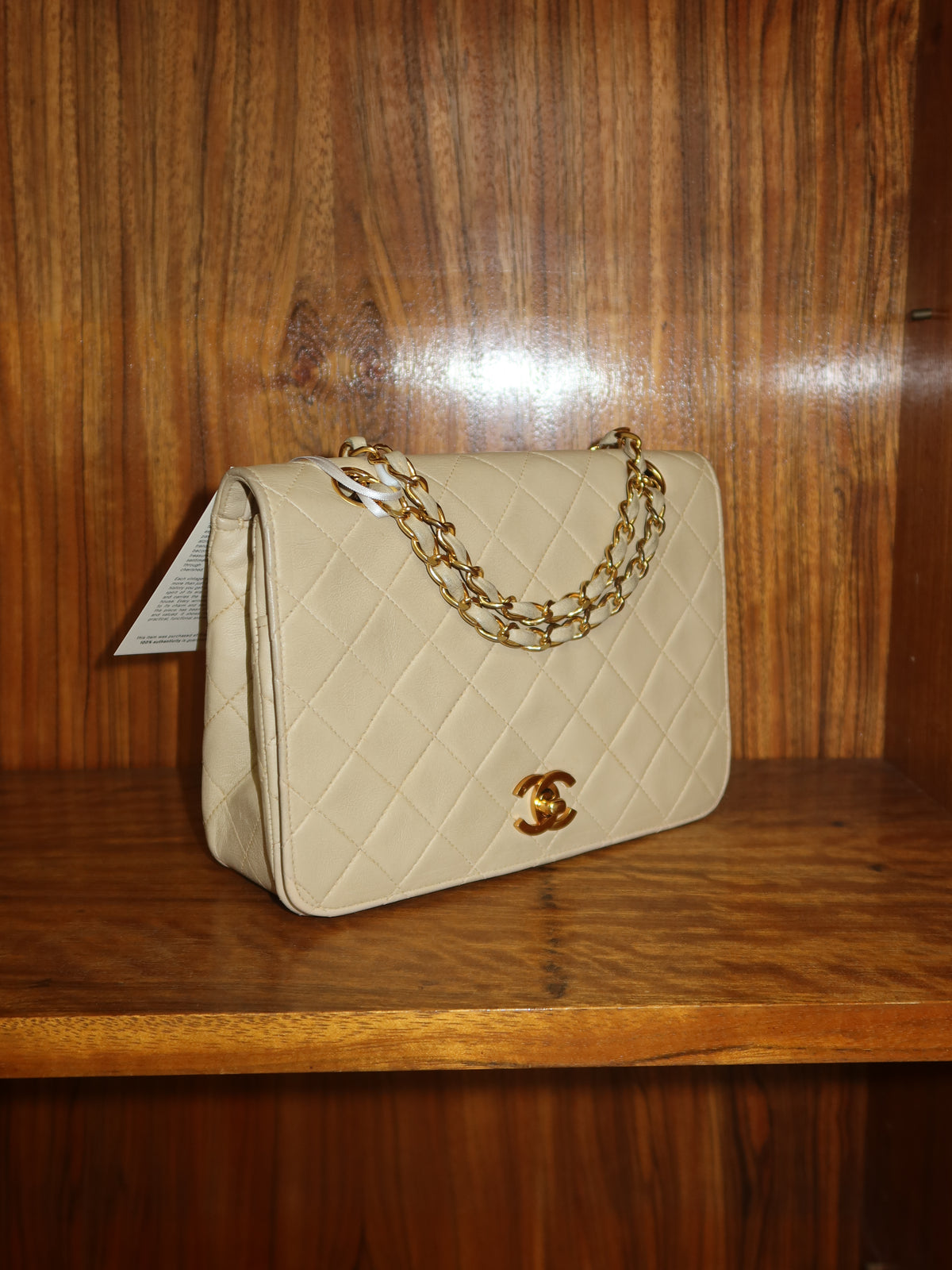 CHANEL FULL FLAP TWIST LOCK 24k GOLD BEIGE