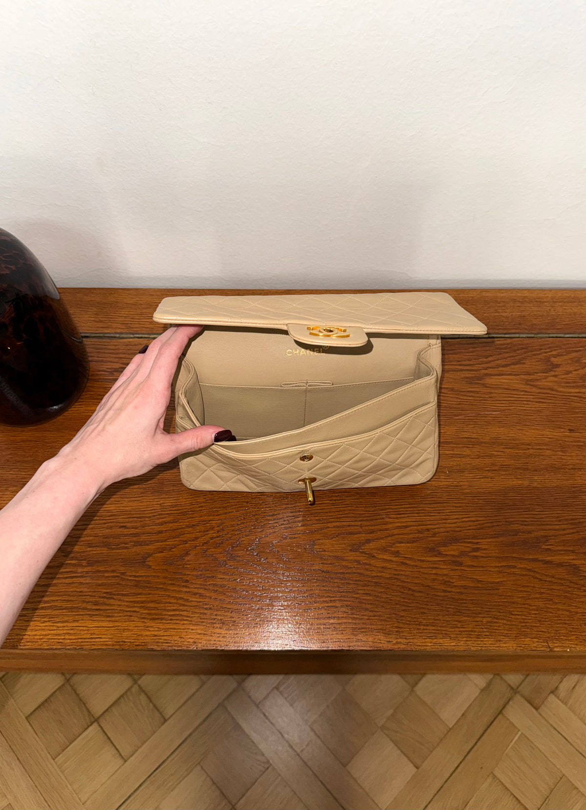 Chanel Classic Double Flap Bag Medium Beige 24K Gold HW