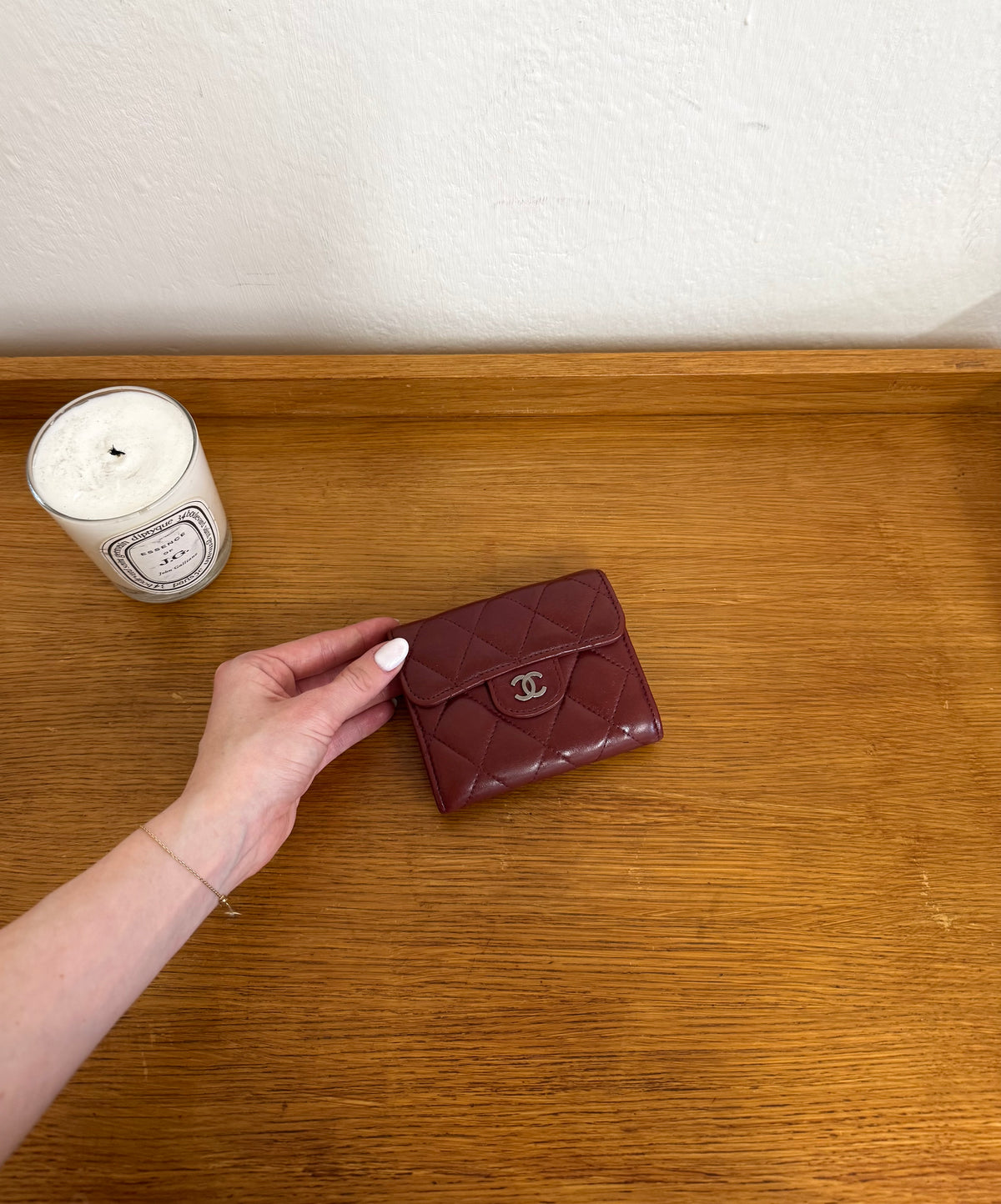 Chanel Matelassé mini peněženka z burgundy jehněčí kůže, foto 11
