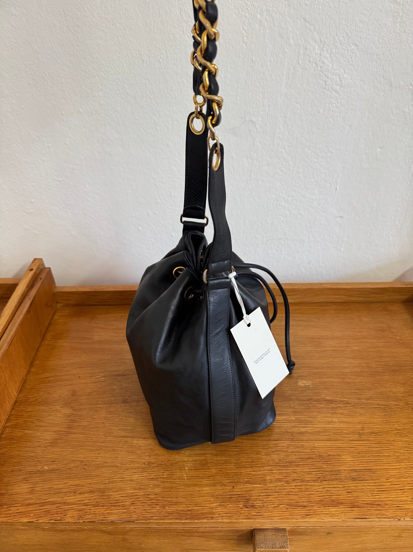 CHANEL BUCKET BAG CC LOGO & POUCH