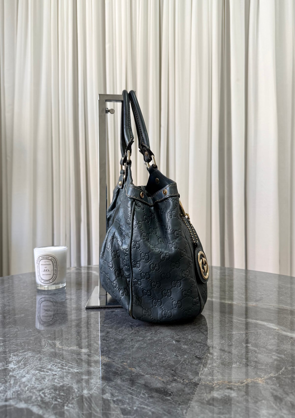 Gucci Sukey tote ze zelenošedé Guccissima kůže, foto 6