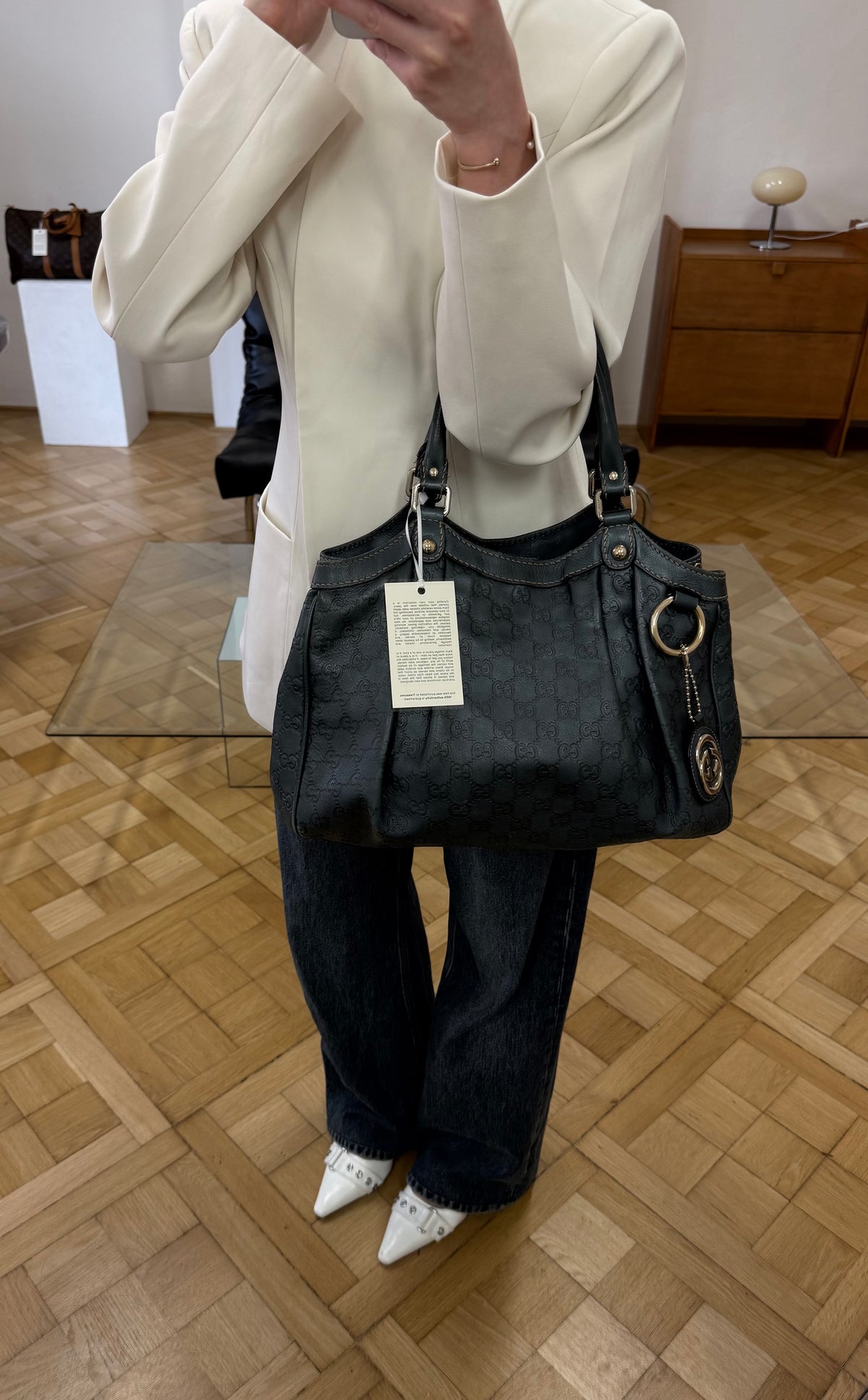 Gucci Sukey tote ze zelenošedé Guccissima kůže, foto 2