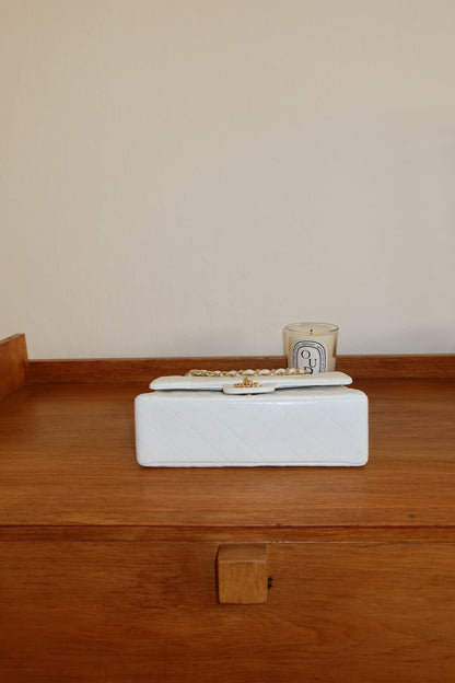 CHANEL DOUBLE FLAP BAG SMALL IN WHITE