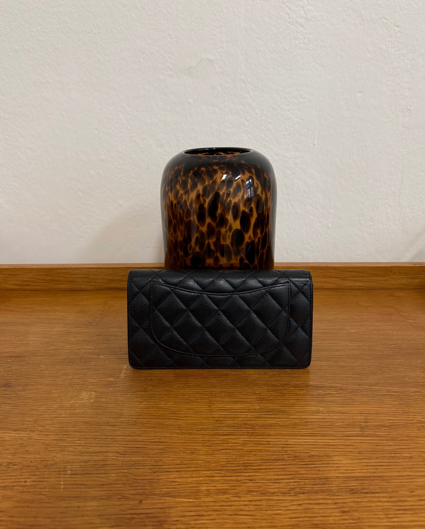 CHANEL CAVIAR LONG WALLET BLACK SERIES 21