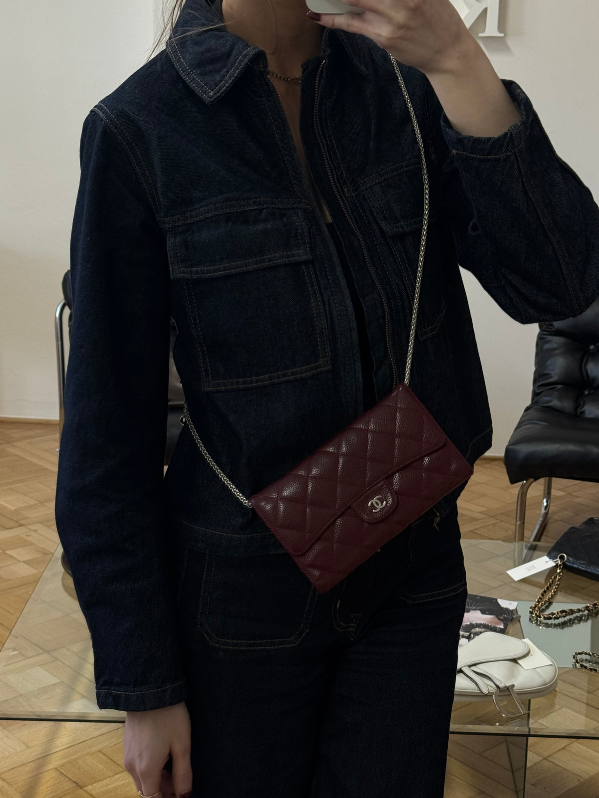CHANEL CAVIAR LONG WALLET BURGUNDY