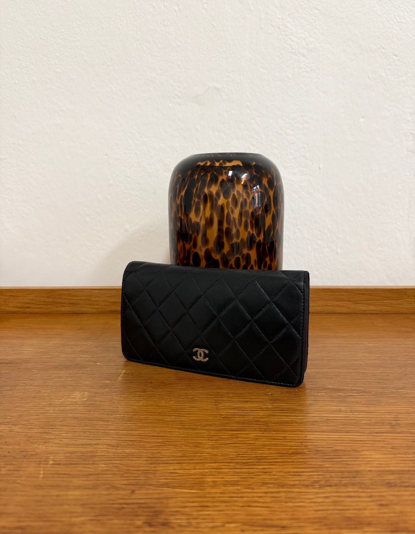 CHANEL CLASSIC LONG WALLET LAMBSKIN BLACK SERIES 10