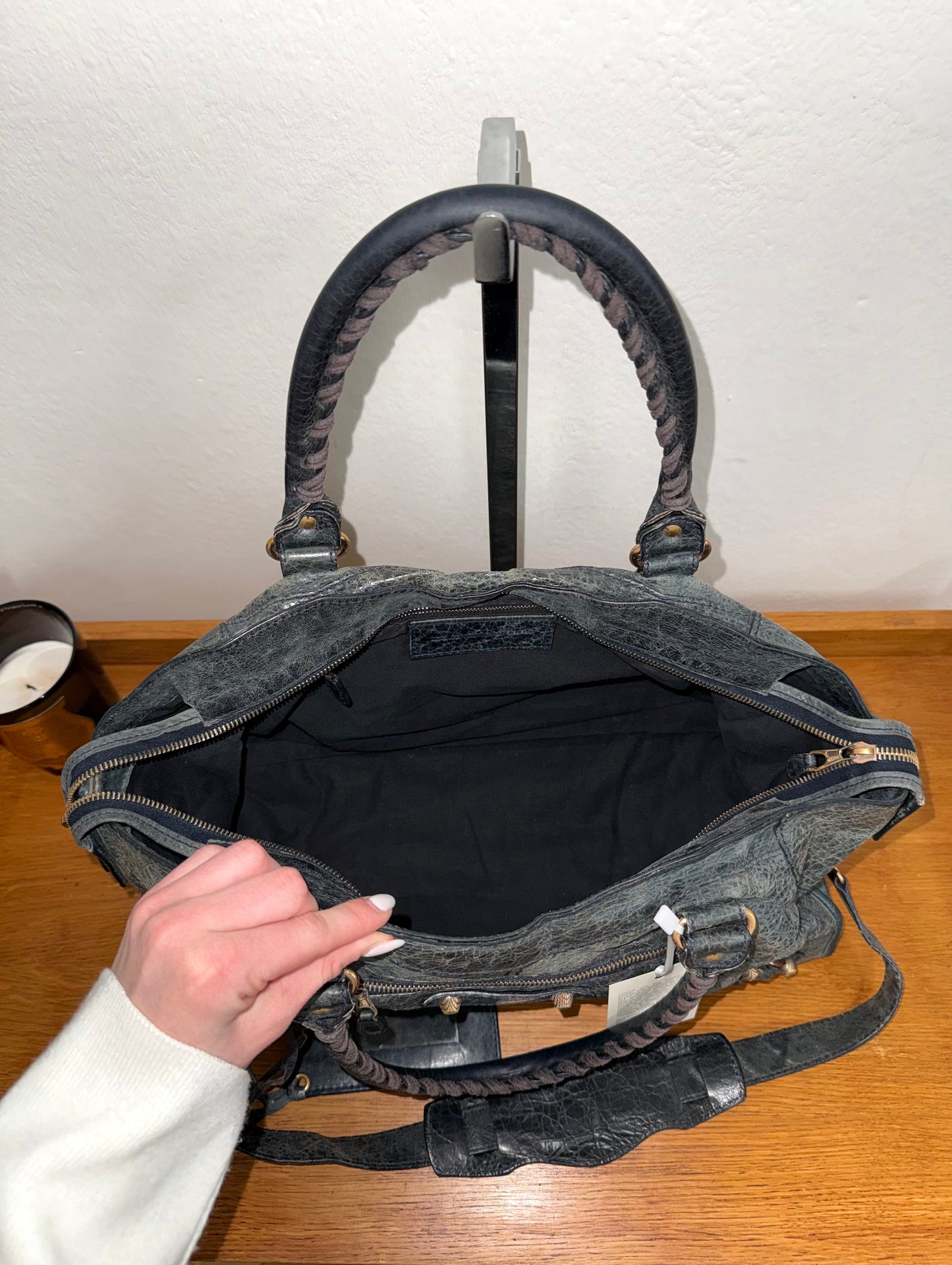 BALENCIAGA CITY BAG GREY-GREEN