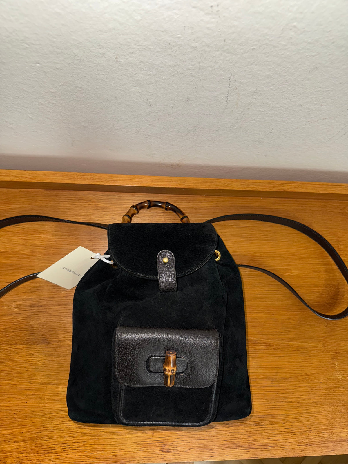 GUCCI SUEDE BAMBOO BACKAPACK