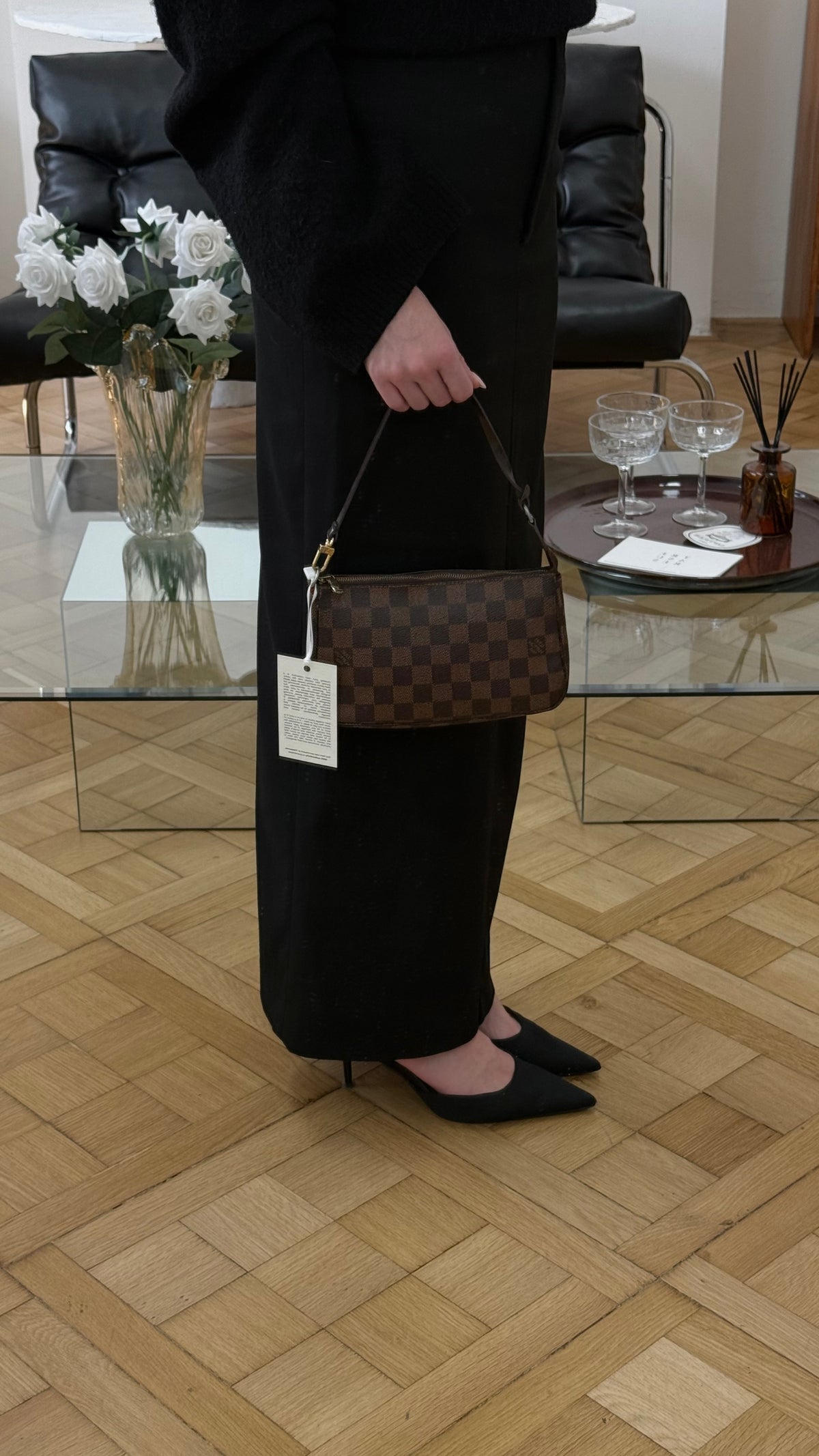 LV Pochette Damier Ebene Canvas