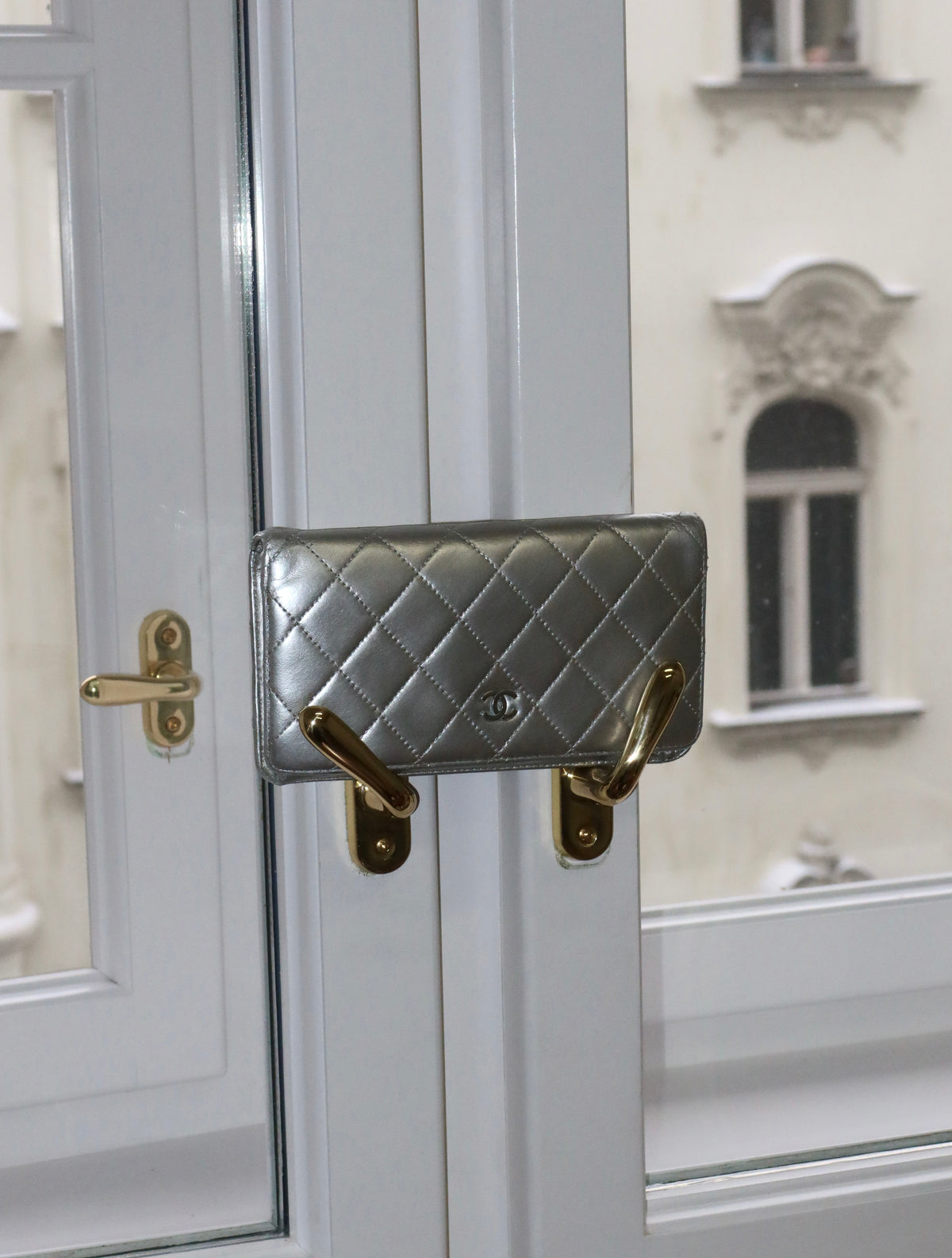 CHANEL WALLET QUILTED SILVER