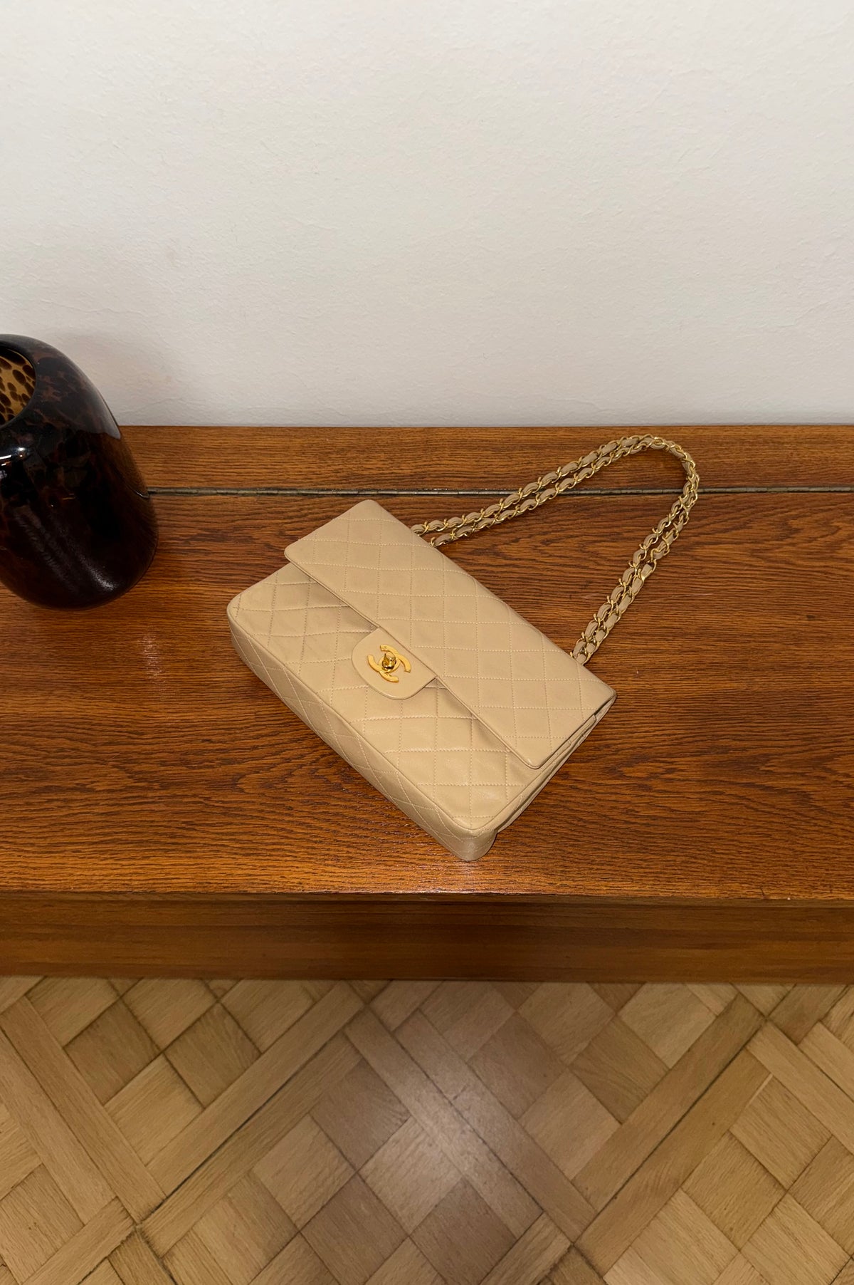 Chanel Classic Double Flap Bag Medium Beige 24K Gold HW